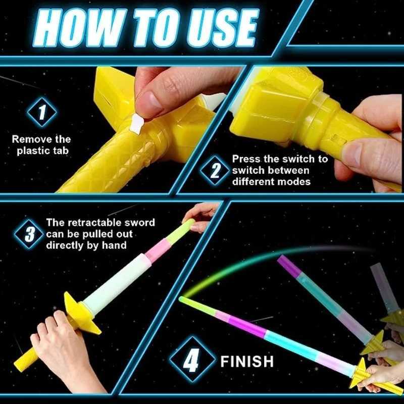 10/20 pieces of 4-section expandable LED luminous sword childrens toy luminous stick concert party prop colorful luminous stick X241217
