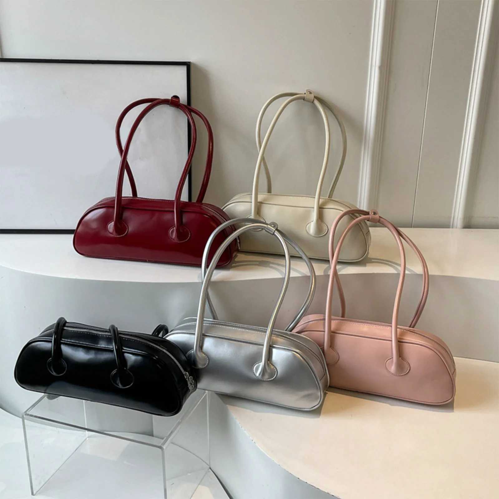 Large capacity single shoulder underarm bag red handle Korean style womens stick bag Y250319