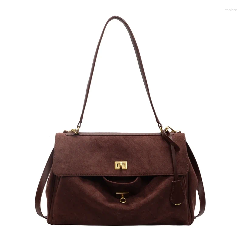 Free Shipping Shoulder Bags Autumn Winter Women Suede Leather Bag Handbag And Purses Chic Fashion Lady Trendy Satchel Designer Bag Luxury Bag Tote Bag