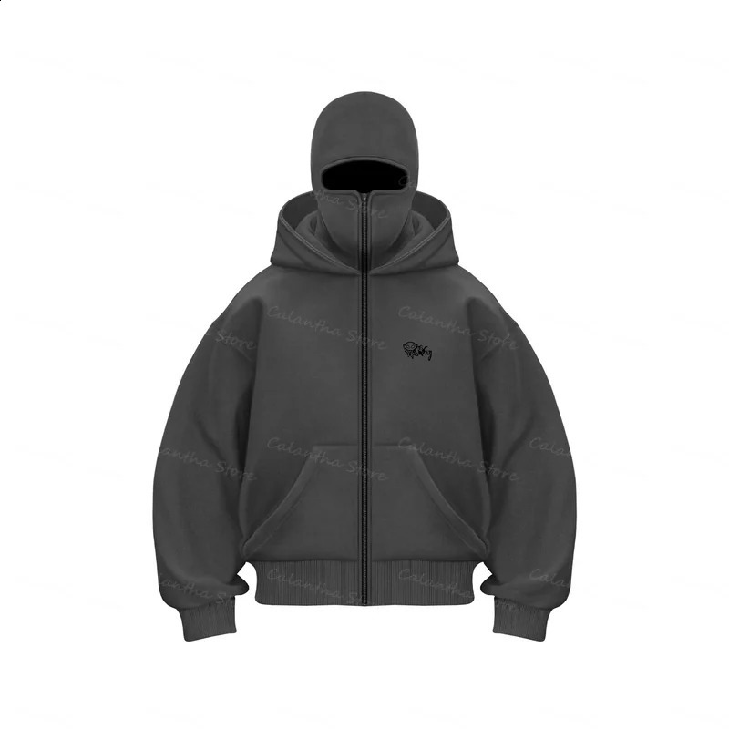 Mens Balaclava Zipper Hoodie Winter Warm Casual Sweatshirt with Hooded Face Mask Zipper n Sports Jacket Outdoor Activities 241210