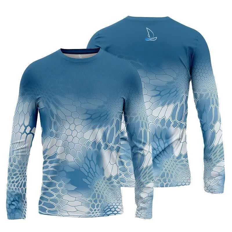 Mens Fishing Shirt Print T-Shirt Fishing Apparel Long Sleeve Fishing Shirt Outdoor Sports Crewneck Tops Oversized Comfort 6XL W241216