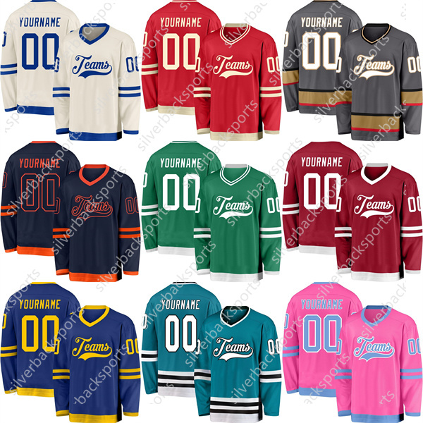 Customize Team Name Number White-Black Jersey, Personalized V-Neck Sports Hockey Jersey for Men Women Youth This baseball uniform is a quick-drying cu