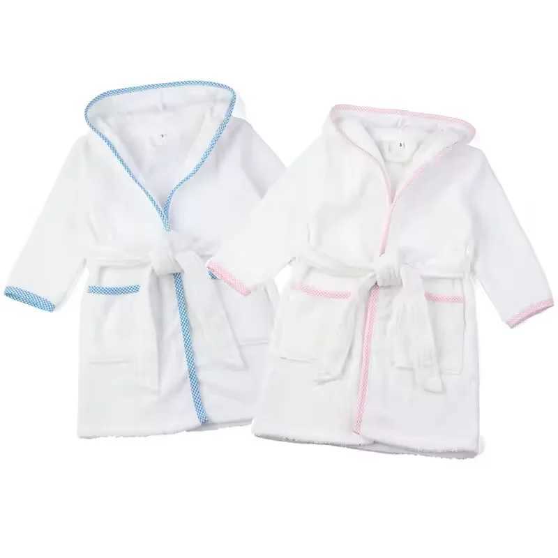 Mudbala White Terry Hoodie Bathrobes Long Sleeve Cotton Dressing Gown Unisex Kids Spa RobesXJ241216