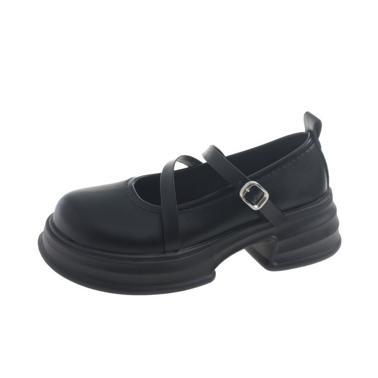 Women Casual Shoes Fashion British Style New Trendy Round Toe Retro Thick Sole French Mary Jane Shoes Triple Black Brown Free shipping