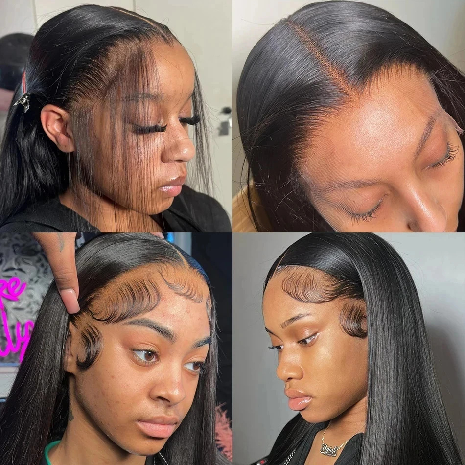 Straight Simualtion human hair lace front wigs Hd Lace Wig Human Hair Wigs For Black Women Pre Plucked Brazilian 32 30 Inch 13x4 Lace Frontal Wig
