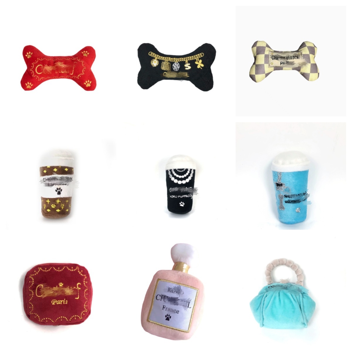 Pet Plush Toys Dog Gnawing Vocal Teeth Grinding Ball Fashion Brand Tennis Rugby Interactive Puppy Training Cat Dog Doll Cute and Soft Christmas Gift D