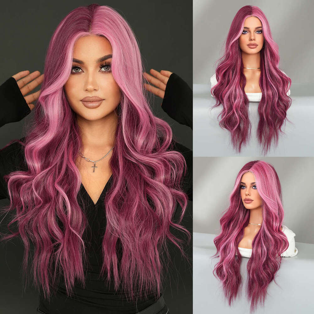 Small Lace Split Hair Wig, Full Head Set, Starry Sky Purple Dyed Fashionable Girl Wig Kq9 Kq9