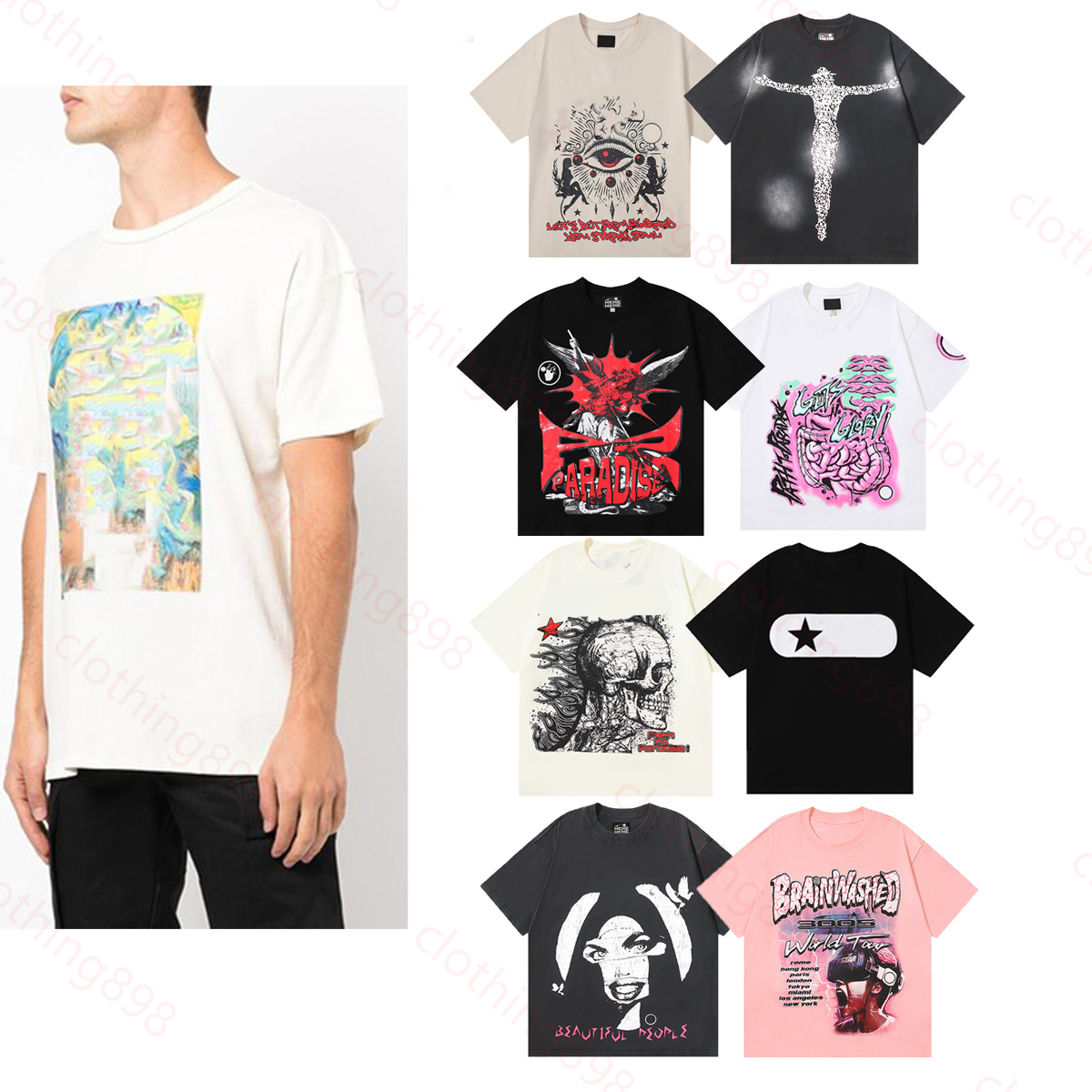 TOP shirt mens designer t shirt graffiti tshirt high quality stylish cotton Alphabet Print Summer men and women loose vintage short sleeve sweatshirt Size S-XL