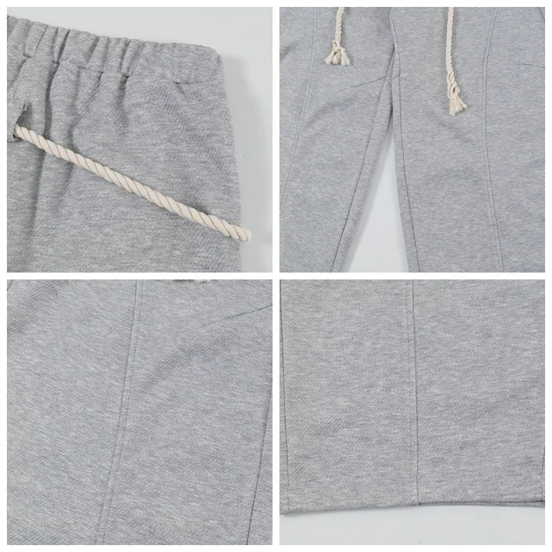 Baggy sports pants mens wide leg gray long drawstring casual jogging curled blade n lantern oversized 241212Z