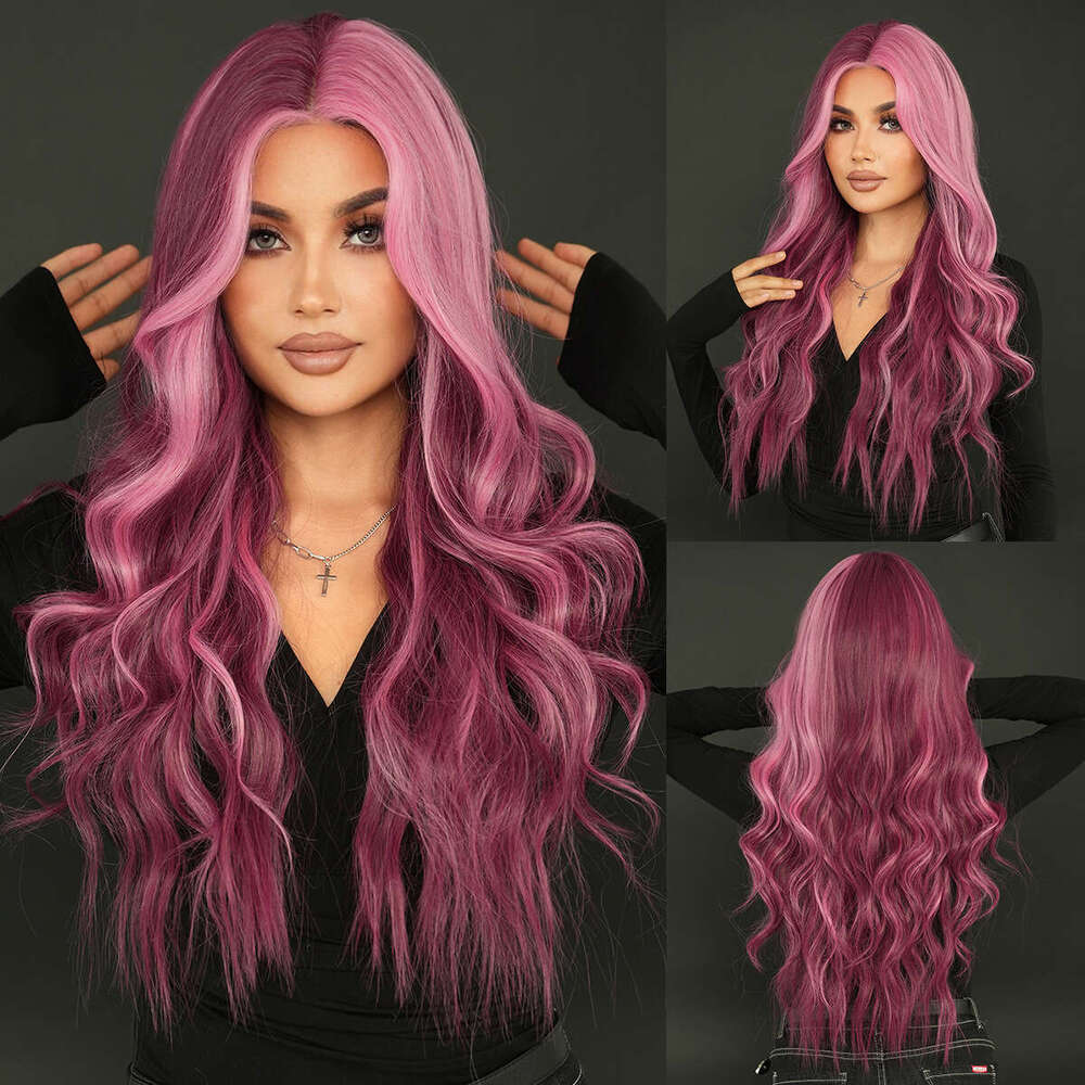 Small Lace Split Hair Wig, Full Head Set, Starry Sky Purple Dyed Fashionable Girl Wig Kq9 Kq9