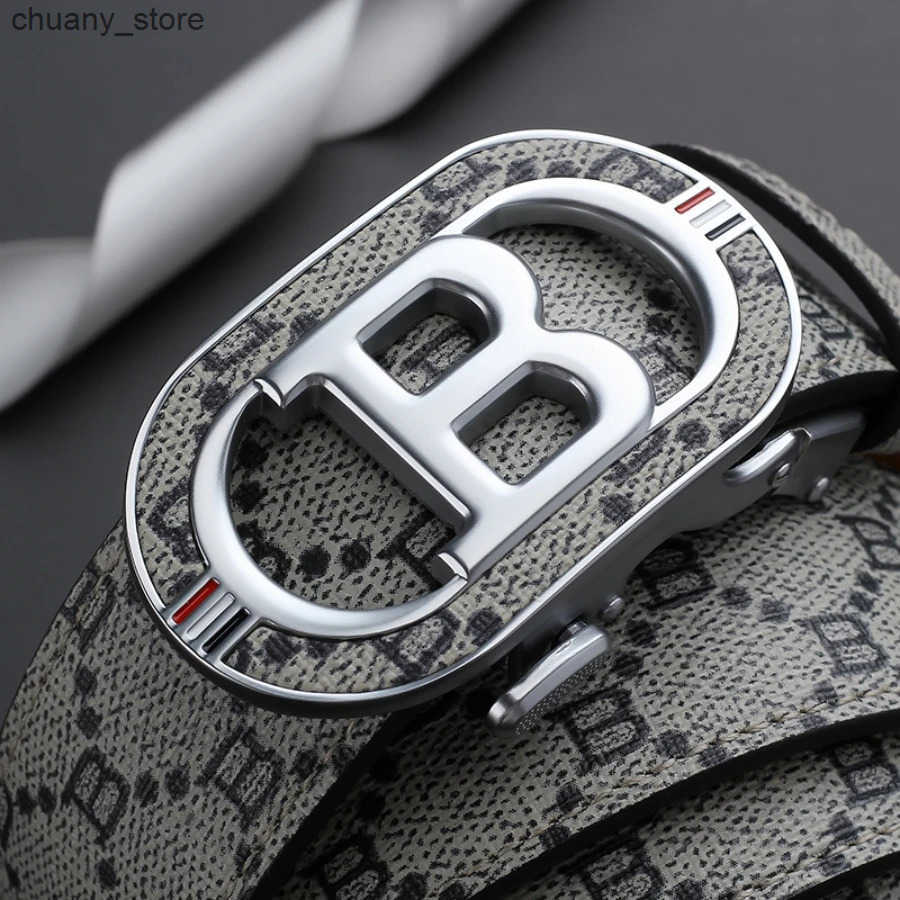Belts New Big B Automatic Buckle Mens Belt Fashion Letter Buckle Belt Business Leisure Belt Authentic Set Belt L240910