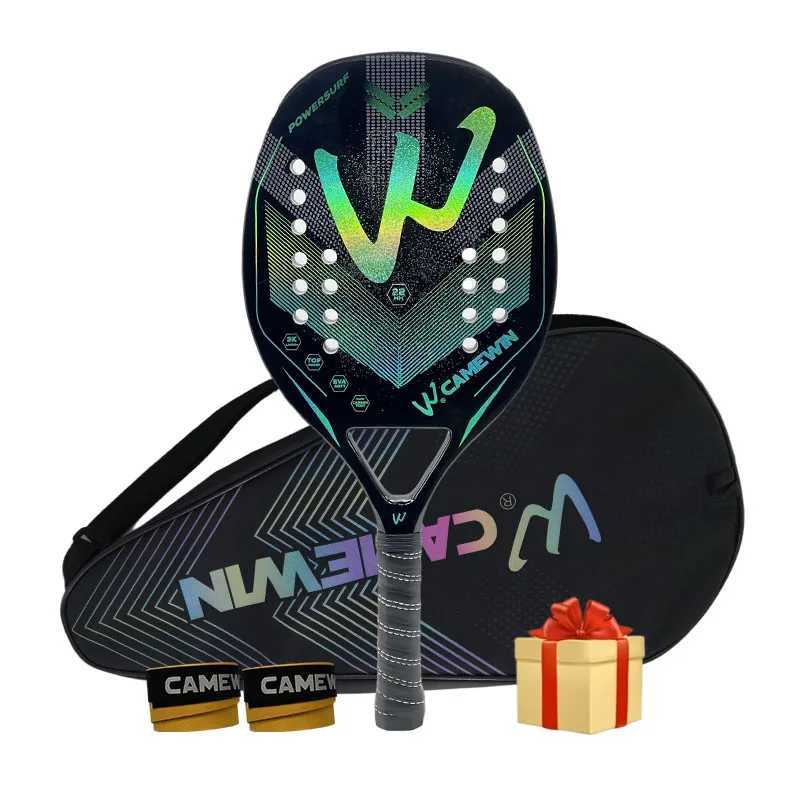New 3K Camewin Holographic Beach Tennis Racket Full Carbon Fiber Frame Feminino Masculina Kit Rude Surface Treatment 2023 Hot W251021