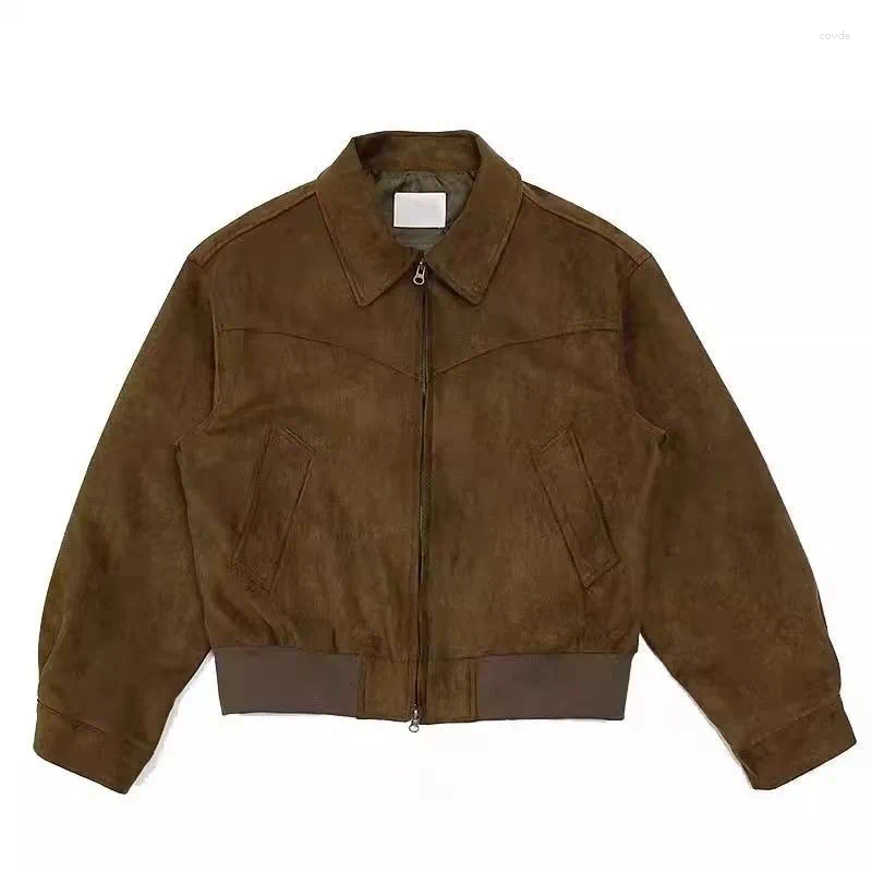 Men's Jackets Autumn Loose Lapel Veet Retro Suede Toog Short Jacket For Men