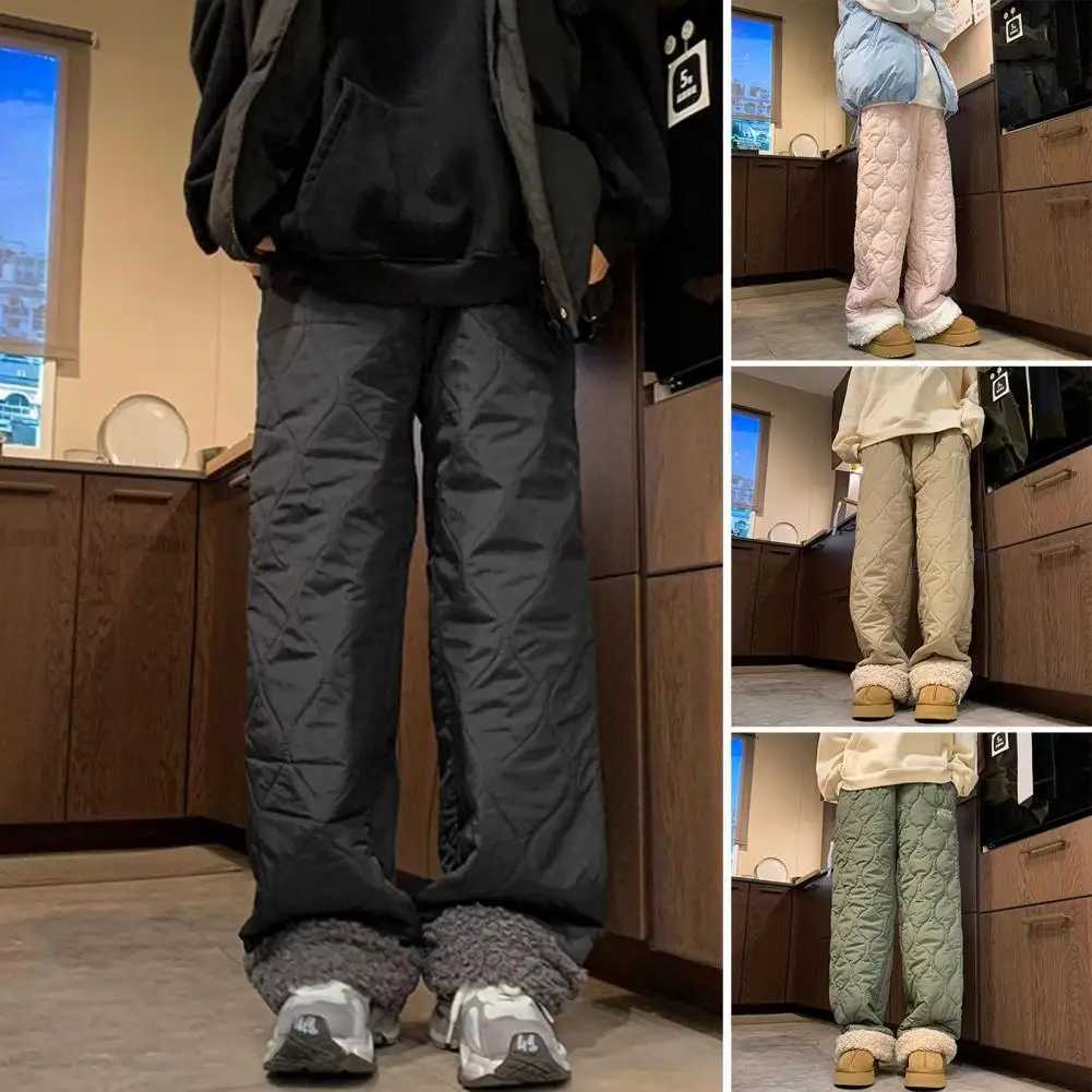 Adjustable Pants Mens Winter Fleece Pants Plush-lined Windproof Thermal Trousers for Wear Outdoor Activities Trousers M241217