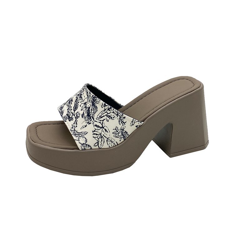 Women Slippers High Heel Chinese Style Sandals Thick NEW hot Sole Anti-slip Plus Size Fashion Designer Shoes hot Triple Black White Beige Khaki Free s