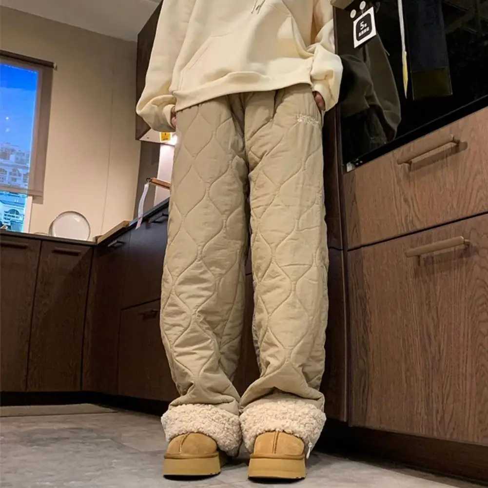 Adjustable Pants Mens Winter Fleece Pants Plush-lined Windproof Thermal Trousers for Wear Outdoor Activities Trousers M241217