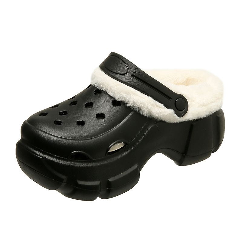 Stylish High-heeled hot Shoes with Detachable Holes and Fluffy ings, Perfect for Wearing Outside Cotton Slippers 2025 Winter