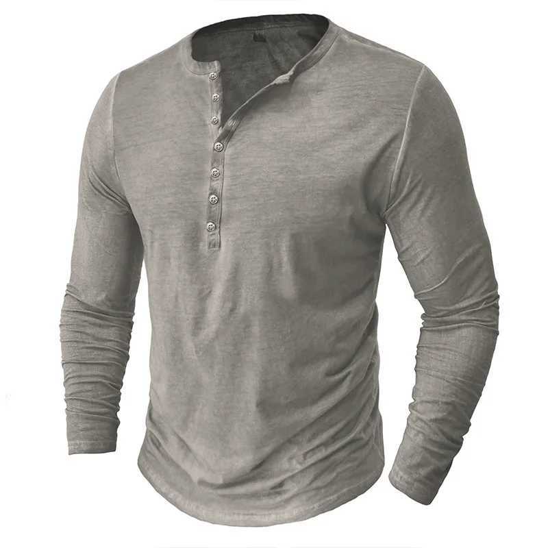 2023 Vintage Mens Henley Shirts Men Cotton Long Sleeve T Shirt Hip Hop Punk Knight Tops Oversized Tee Shirt Man Clothing W241216