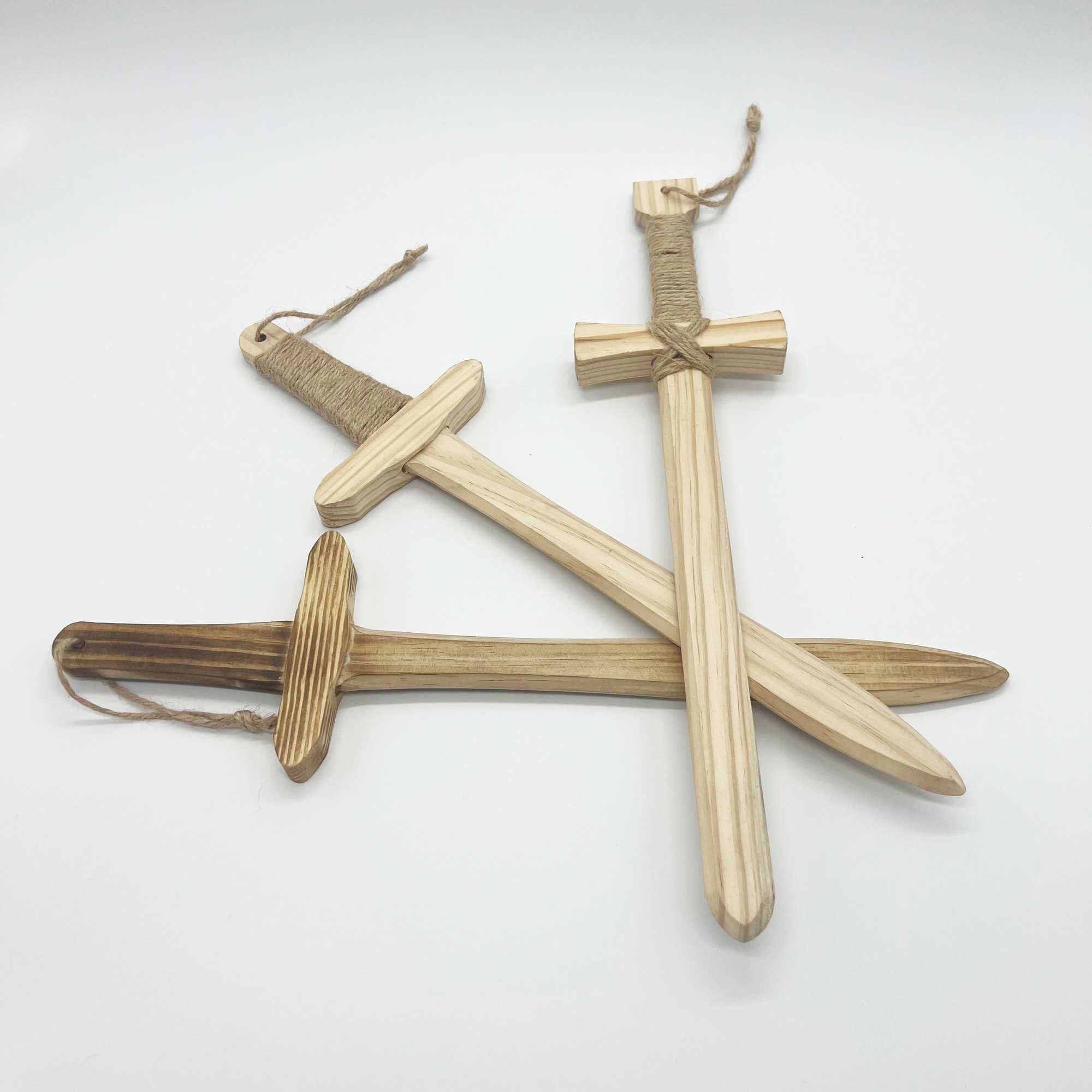 3Pcs 40CM Wooden Sword Toy Boy Children Props Outdoor Sword Collection Props Performing Cosplay Props Birthday Gifts For Kids X241217