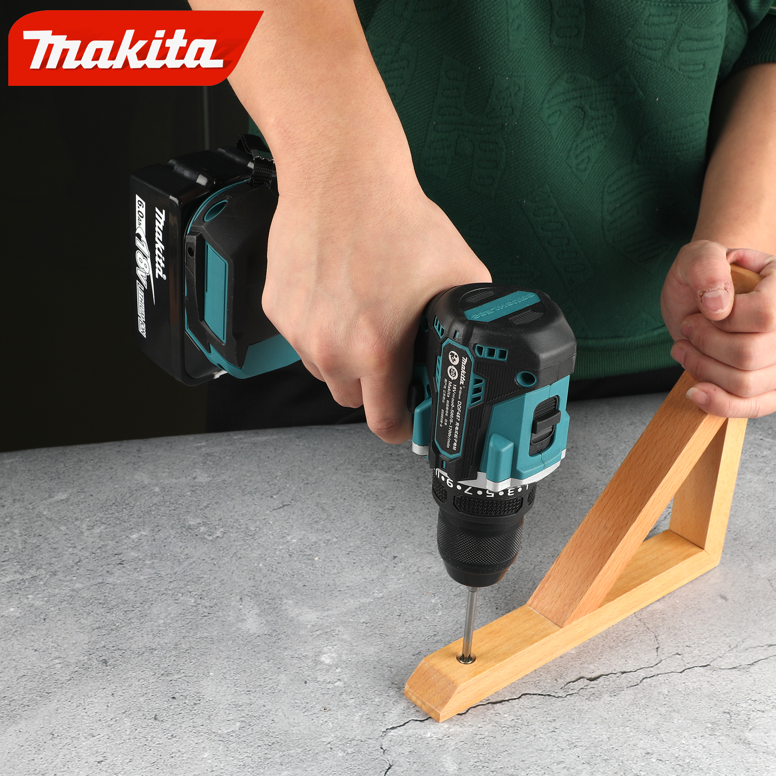 Makita DDF487 10mm Drill Driver Set with High-Capacity 18V Lithium-Ion Battery