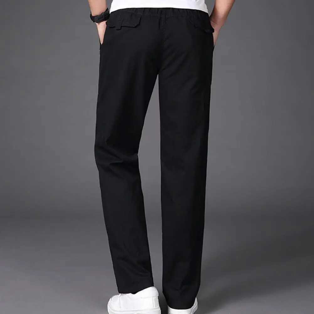 High Quality Mens sports pants basic style mens Trouser Versatile mens cargo pants elastic mid waist wide leg plus size solid color smooth and soft T2