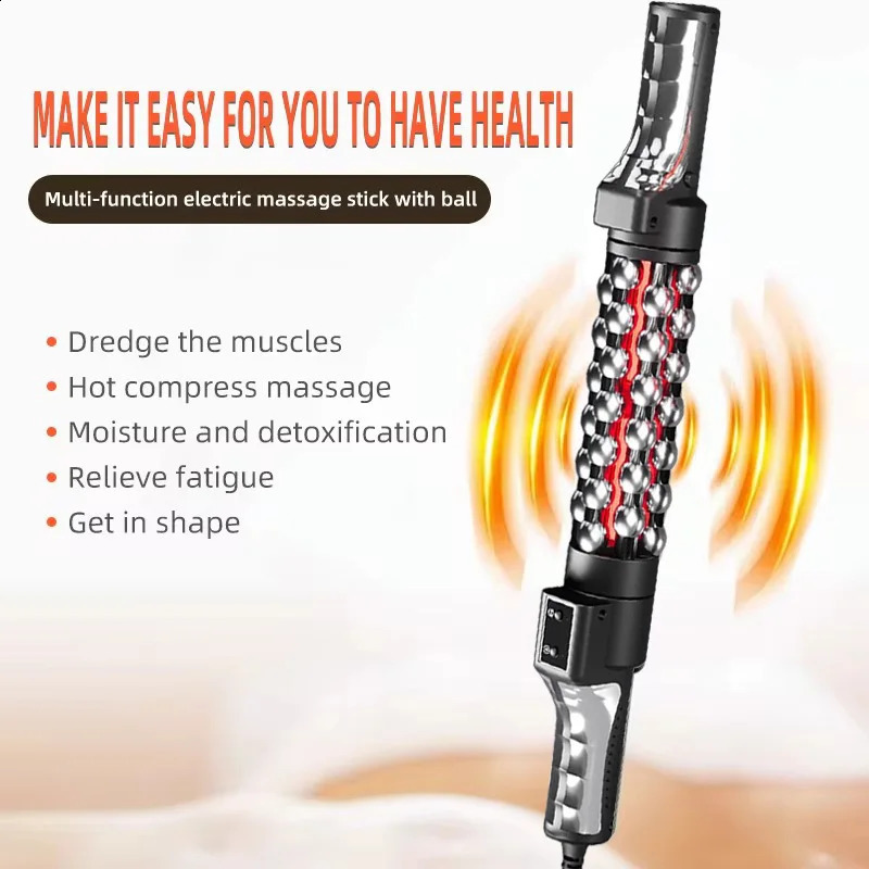 36W Relaxed Red Light Heated Massage Device Roll Massager 360° Rotating Inner Ball Roller for Whole Body Anti Cellulite 241217