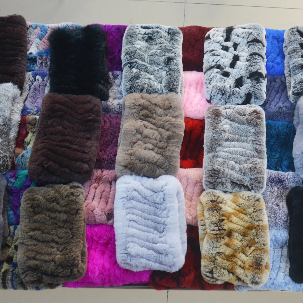 Womens handmade elastic 100 real Rex fur scarf knitted rabbit headband for girls natural ring 241210