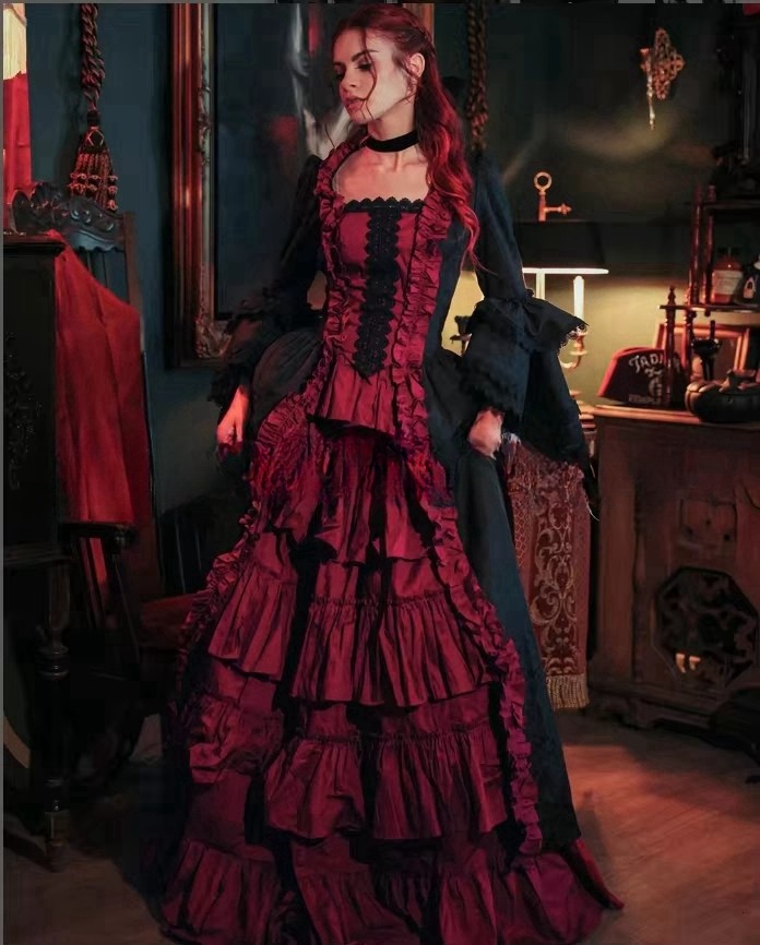 Customized 2025 Black Gothic Lace Wedding Dresses Puff Long Sleeves Vintage 1950s Satin Bridal Gowns vestidos de boda para fiestas