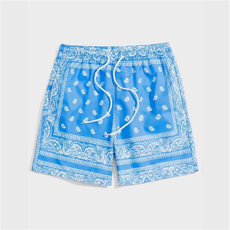 Men's Shorts Trend Bandana Graphic Beach shorts for men summer fashion 3D printed swim trunks loose casual streetwear Haian shorts J241207