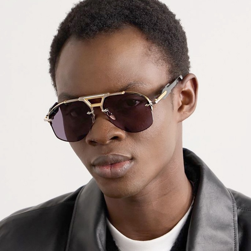 Rimless Oversized Sunglasses Men Pilot Retro Top Punk Eyewear Outdoor Y2K Future Luxury Brand Design Steampunk Glasses Classic Driving Fashion Cool S1