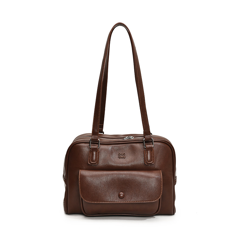 HOT NEW Free Shipping Designer Bags For Womens Oil Wax Leather Double Bag Leisure Black Beige Brown European And American Niche Design Handbag Designe