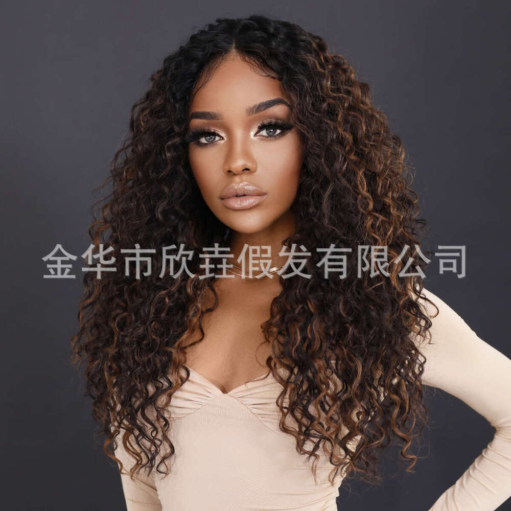Black Long Hair Front Lace Synthetic Latin American Curly Wig HD Lace Front Wigs Kq9 Kq9