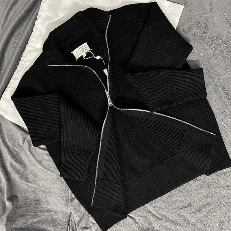 Gmiixder Twoway Zipper High Collar Cardigan Wool Jacket Korean Version Winter Trendy Knitted Sweater Aesthetic 241217