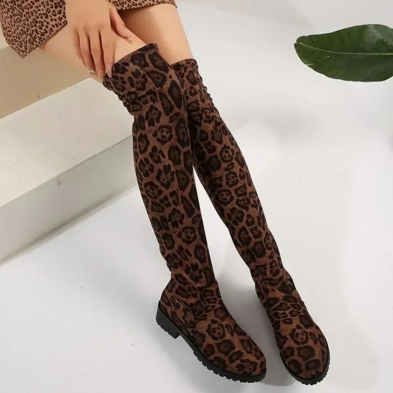 Platform Heel Womens Pumps Stretch Ankle Boots Knee-high Women Trend Thigh High Gothic Shoes Night Club Black Boots 241216