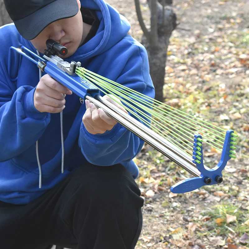 Stainless Steel Professional Hunting Slingshot with 12 Strands of Rubber Band Powerful Outdoor Shooting Sport SlingshotXJ241217