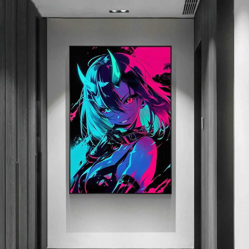 Japanese Anime Dark Cool Girl Devil Goddess Kawaii Poster and Prints Canvas Printing Wall Art Picture for Living Room Decor GiftXJ2411216