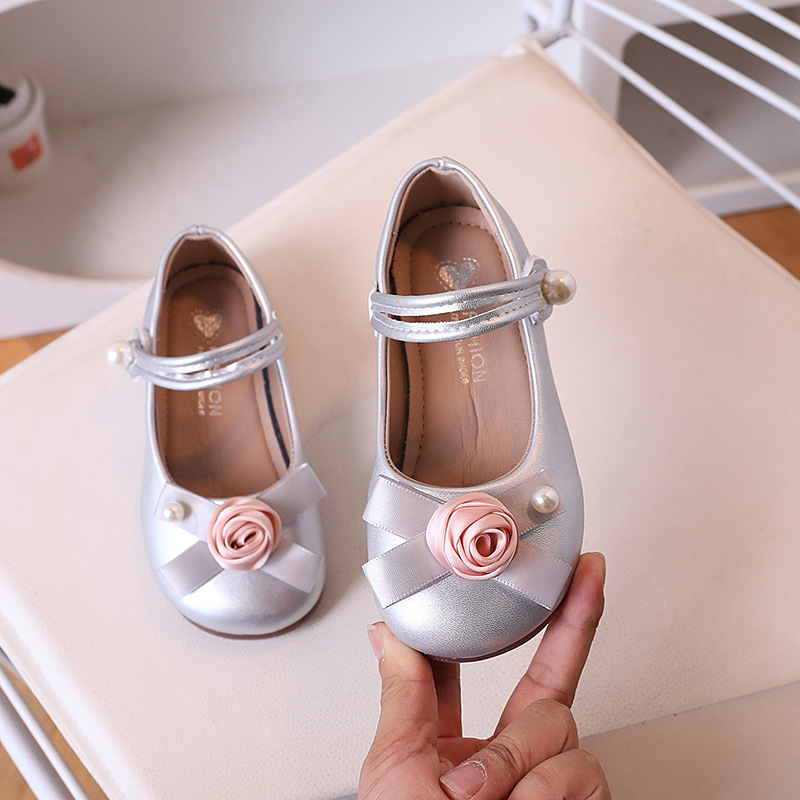 Children Leather Shoes Princess Fashion Flower Mary Janes Baby Shoes Kidsnest Toddler Flats Kids Dance Performance Girl Dress Shoes Sizes US 7C-2.5Y