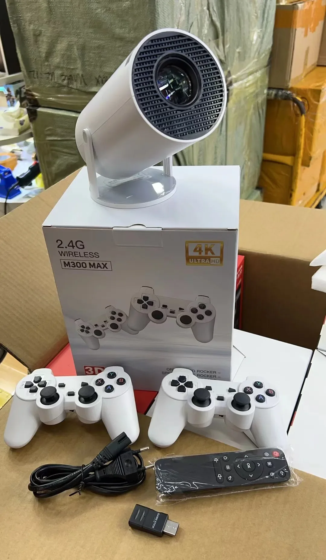 Projectors M300 MAX Retro Game Consoles Android 11 Portable 3D Game Projector with Two Handle RK3326 1080p BT5.4 4K Smart Home Theater S2527