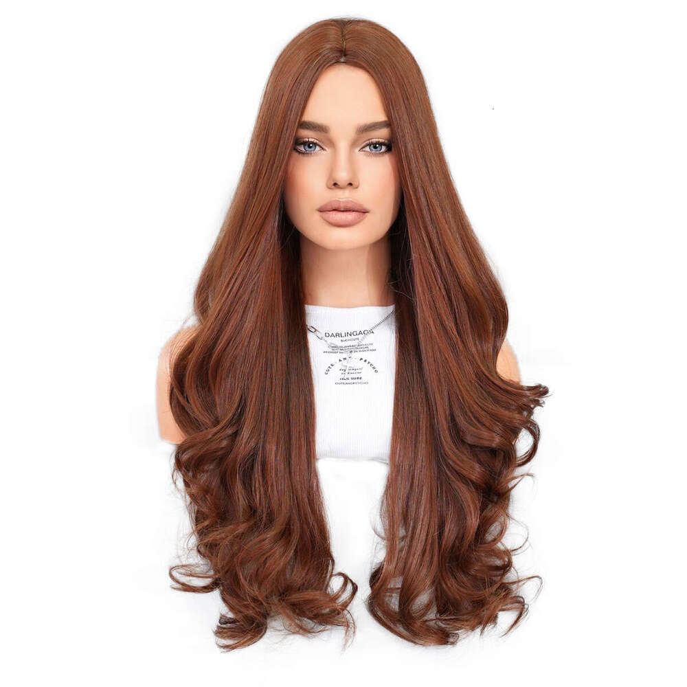 Female Brown Long Curly Hair With Differentiated Fibers Nism, Wig Rose Mesh Full Head Cover Kq9 Kq9