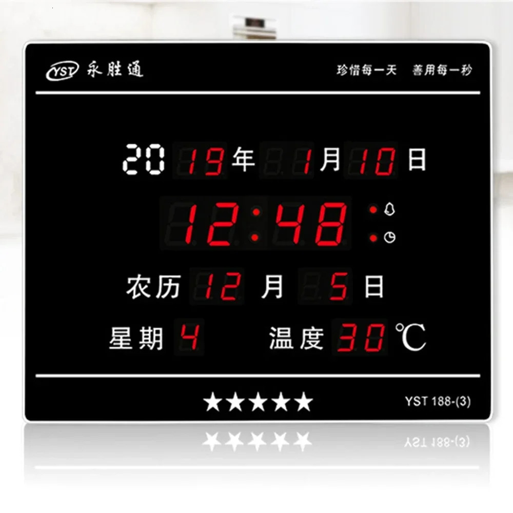 LED Digital Wall Clock with large screen Date and -Time Moon Phasesenergy savingLiving Room Decoration 241216