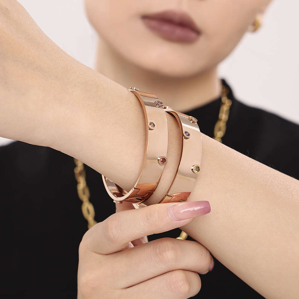 Mysterious Color Handmade Inlaid Zircon Texture Wind Stainless Steel Non Fading Fashion Bracelet
