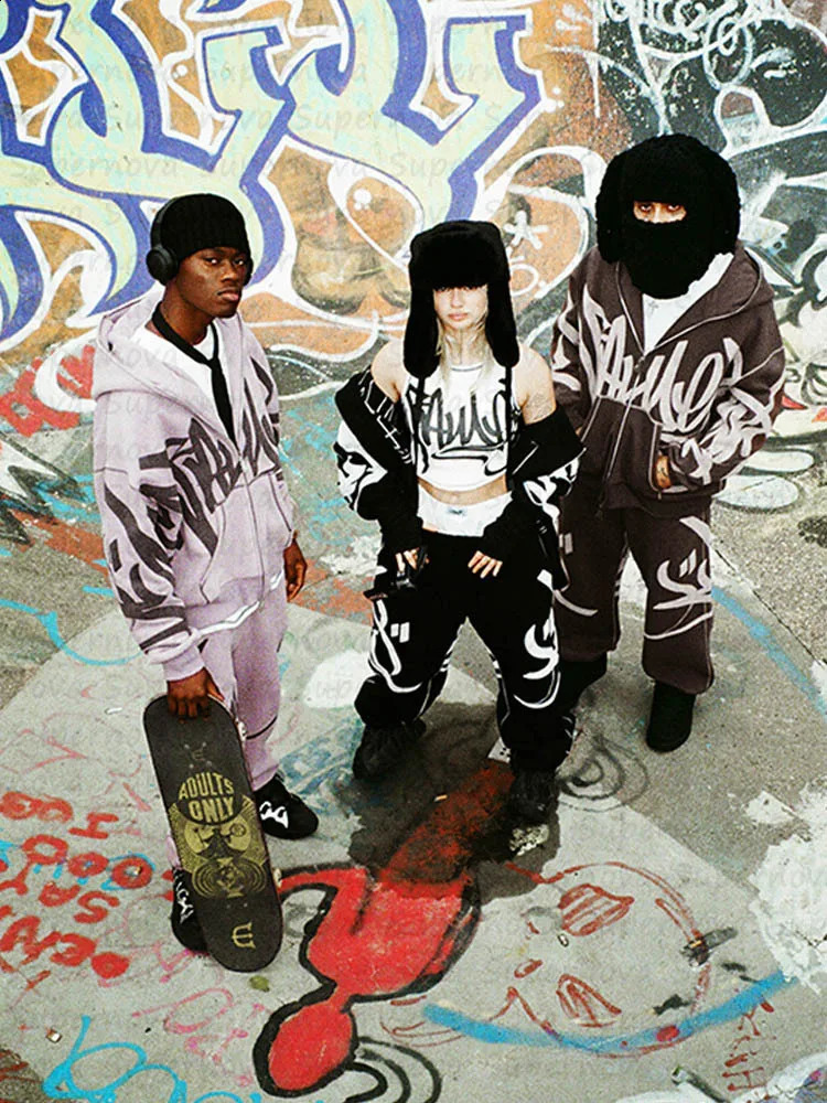 Mens and womens Y2K retro hoodies personalized printed hoodies high-quality text sportswear fashionable sportswear 241213