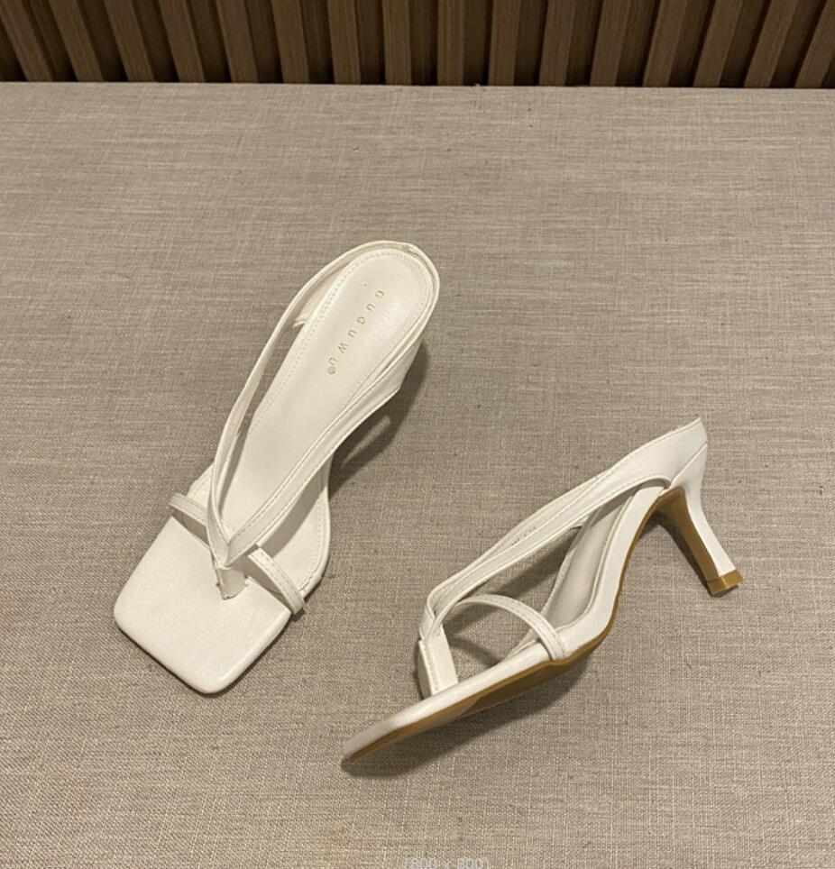 2024 Women's Heel Flip Ps Gold Sier High Heels White Sandals Women Mules Slippers Ladies Summer Shoes Calzado Mujer