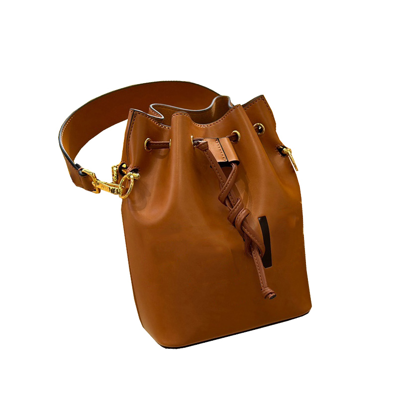 Mon Tresor Brown leather mini-bag Multicolor canvas bucket bag women Dove-gray leather handbag lady crossbody bag embroidery purse