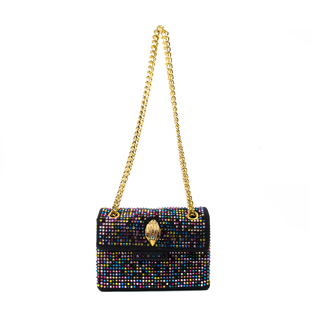 New Arrival Rainbow Suede Women Purse Jointing Colorful Cross Body Shiny Artificial Dia Dinner Bag