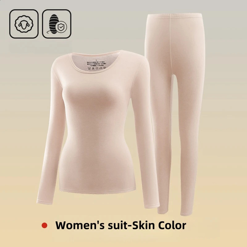 Couple Cashmere Silk Thermal Underwear Round Neck Traceless Autumn Winter Warm suit Heating Autumn Long home Clothes Pants 241216