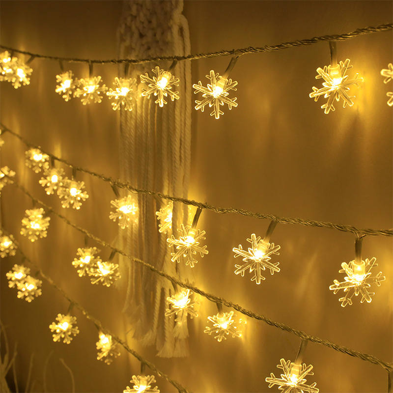 Christmas Festival Decorative LED Snowflake Lights with Rechargeable Battery Pack