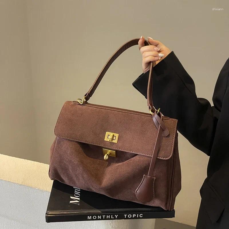 Free Shipping Shoulder Bags Autumn Winter Women Suede Leather Bag Handbag And Purses Chic Fashion Lady Trendy Satchel Designer Bag Luxury Bag Tote Bag