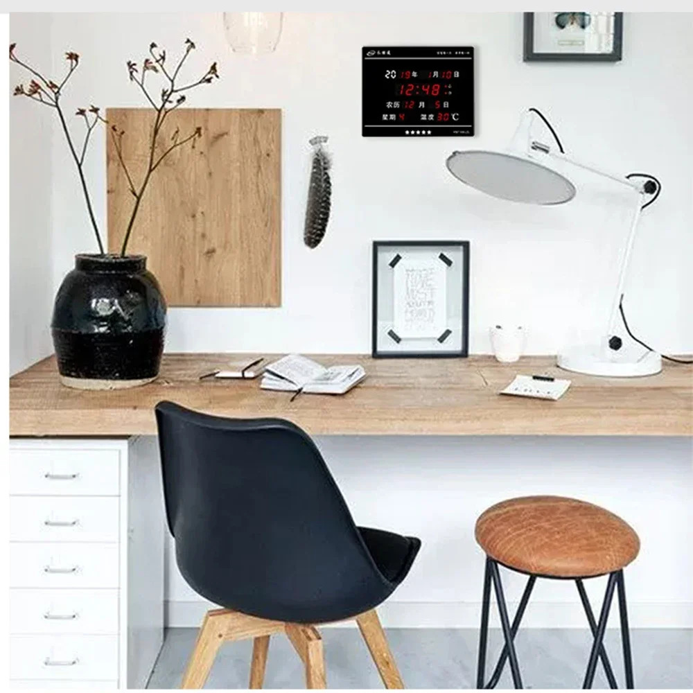 LED Digital Wall Clock with large screen Date and -Time Moon Phasesenergy savingLiving Room Decoration 241216