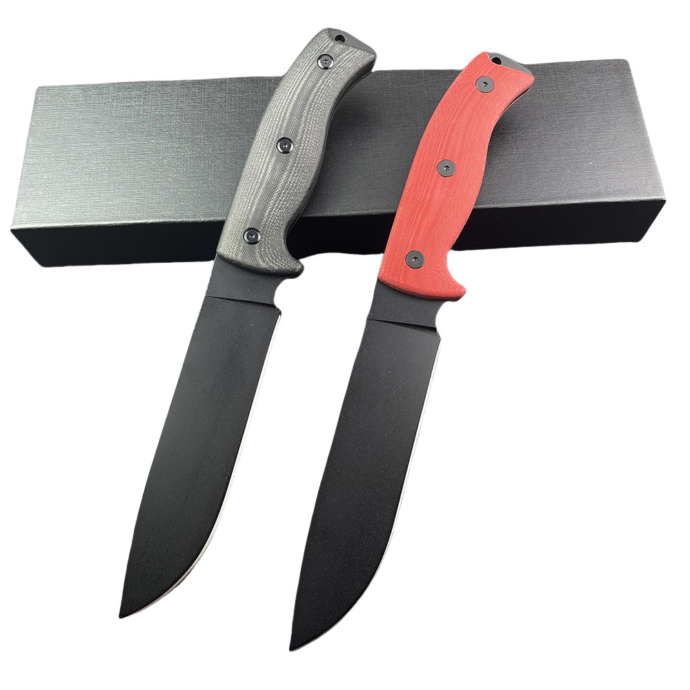 A7461 Survival Straight Knife 8Cr14Mov Titanium Coating Drop Point Blade Full Tang G10 Handle Outdoor Camping Hiking Tactical Fixed Blade Knives with Kydex